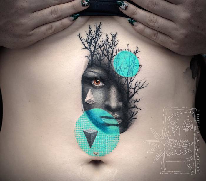 Colorful Surreal Tattoo by Chris Rigoni