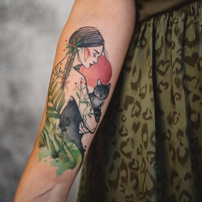 Stunning watercolor animal tattoos by Aga Yadou