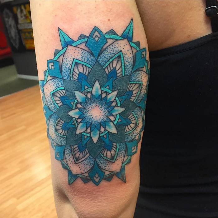 Blue Ink Mandala Tattoo by ldayvee