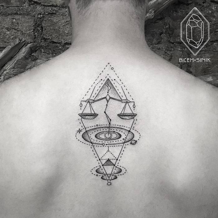 Geometric Libra Tattoo by Bicem Sinik