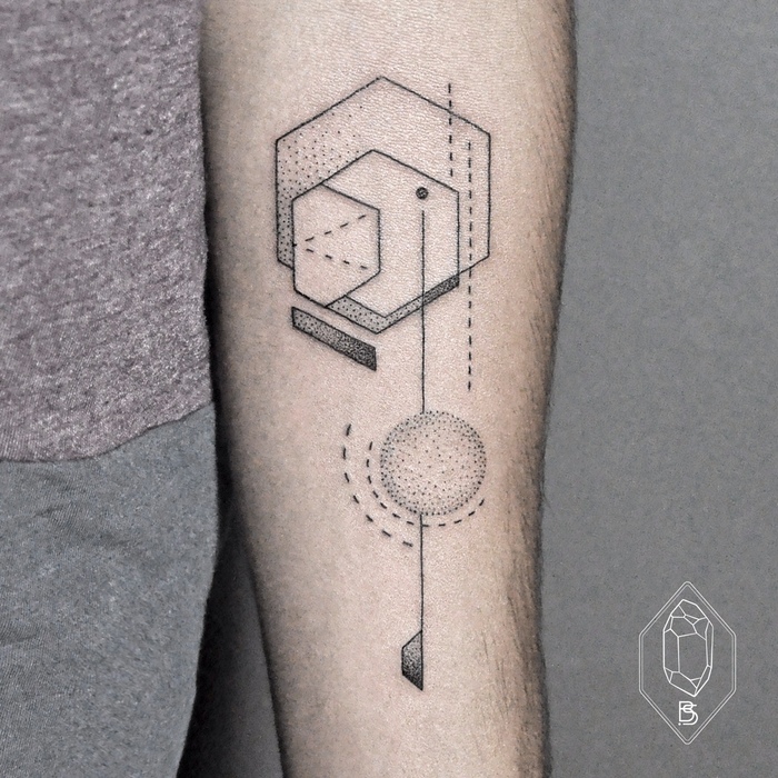 Geometric Tattoo on inner forearm by Bicem Sinik