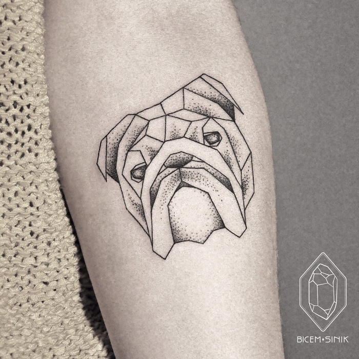Geometric Buldog Tattoo by Bicem Sinik