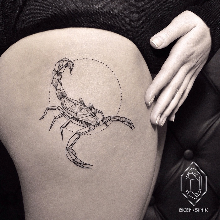 Geometric Scorpion Tattoo by Bicem Sinik