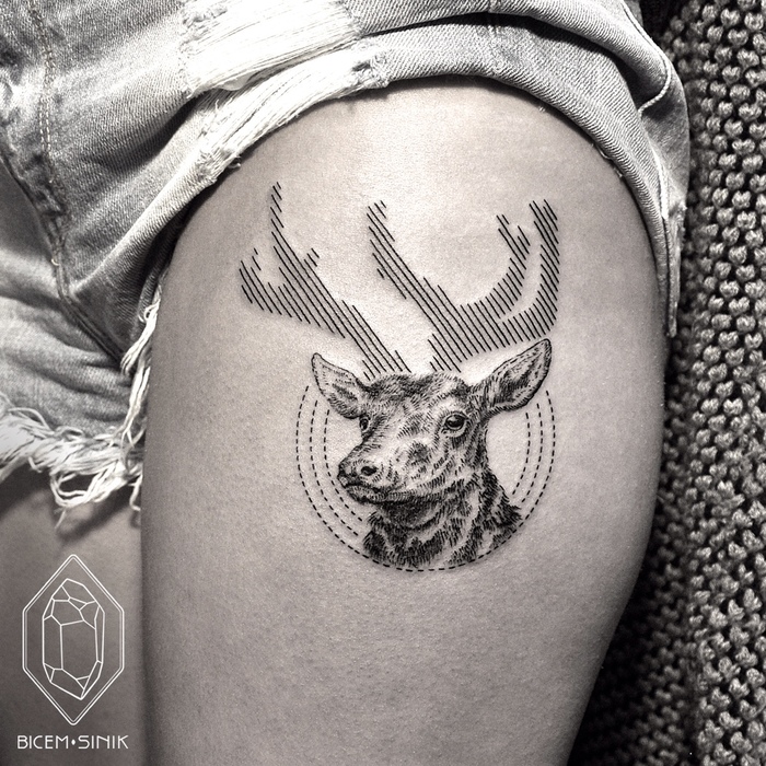 Geometric Deer Tattoo by Bicem Sinik