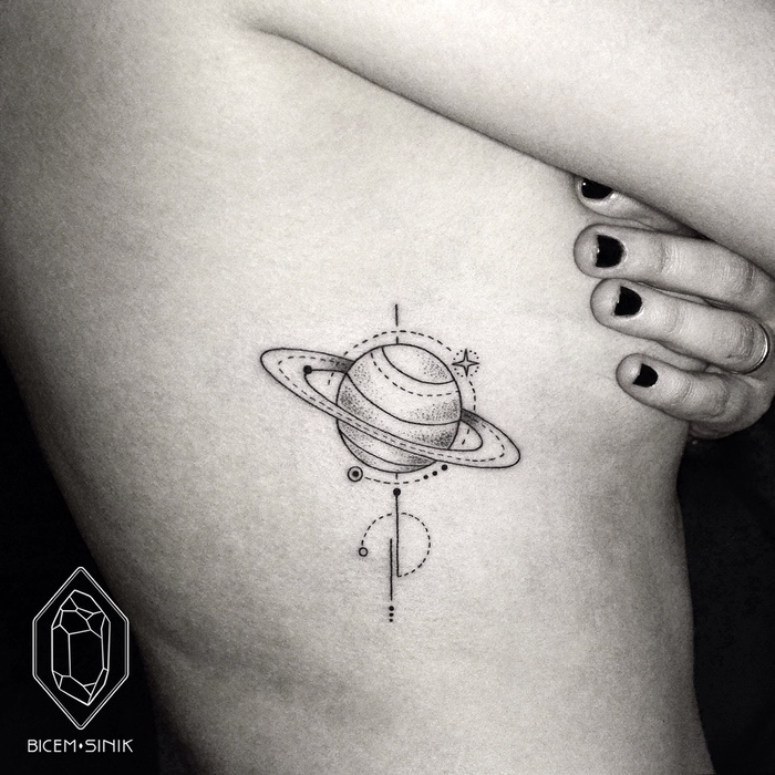 Minimalist Planet Tattoo by Bicem Sinik