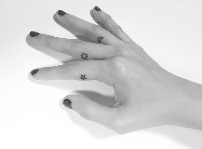 Star, Sun and Moon Minimalist Tattoos By Playground Tattoo