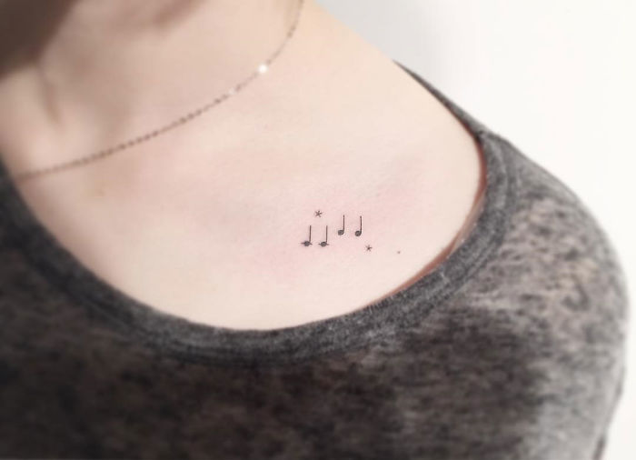 Minimalist Musical Notes Tattoo By Playground Tattoo