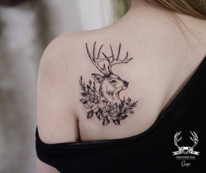 Beautiful Deer Tattoo by goyotattooart 