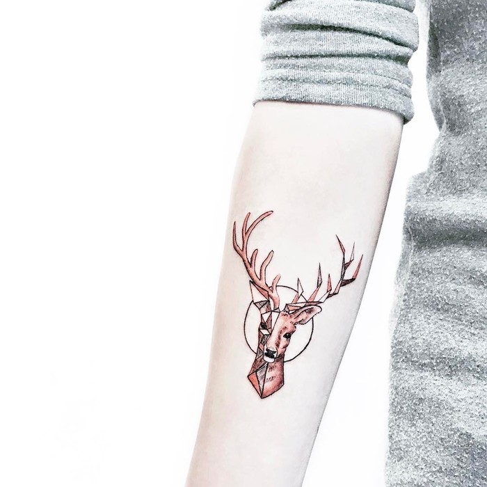 Geometric Deer Tattoo on Inner Forearm by HanZ 