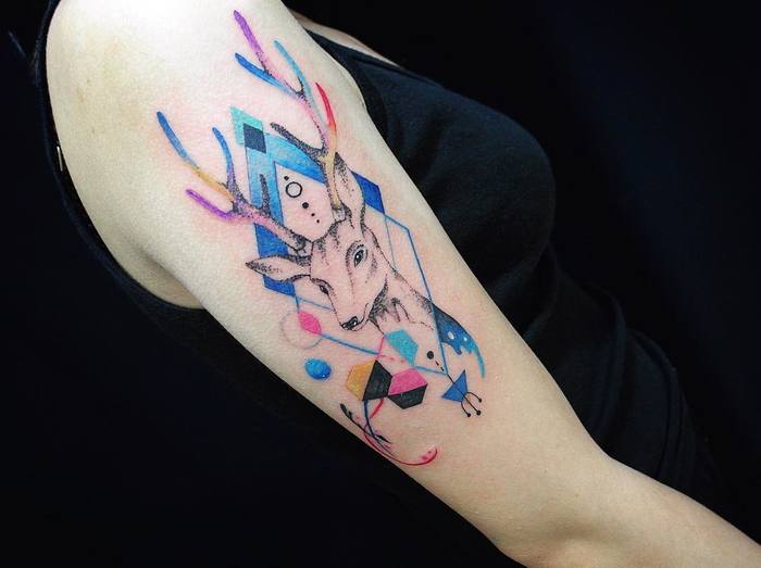 Colorful Deer Tattoo by Edna tattoo 