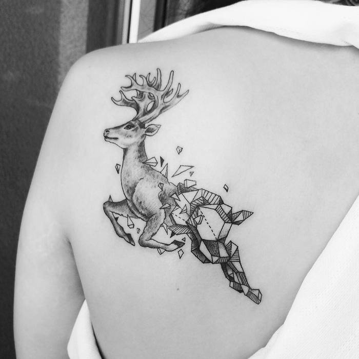 Geometric Deer Tattoo by zhangpeipei_tattoo 