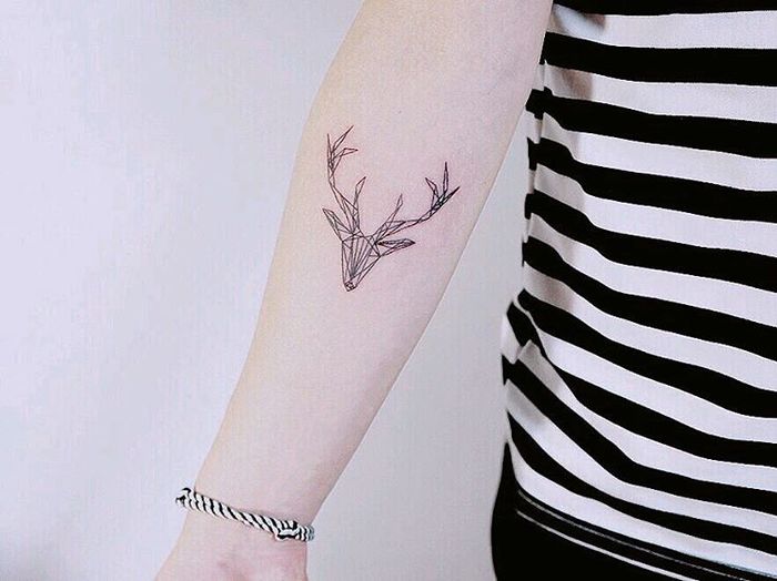 Minimalist Geometric Deer Tattoo by tattooist_of 