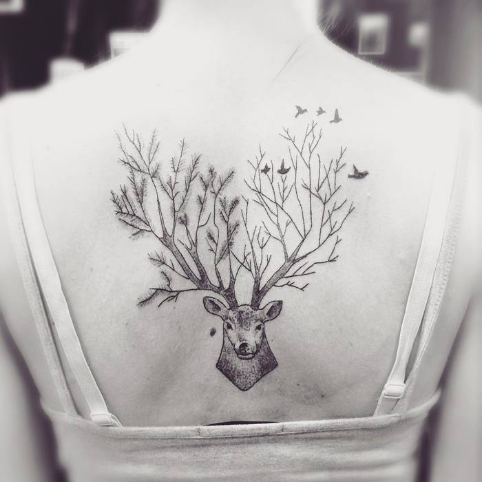 Surreal Deer Tattoo by Petra Pett 