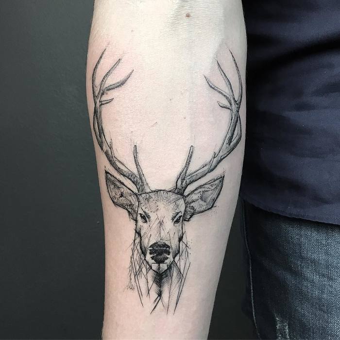 Sketch Style Deer Tattoo by Resul Odabas