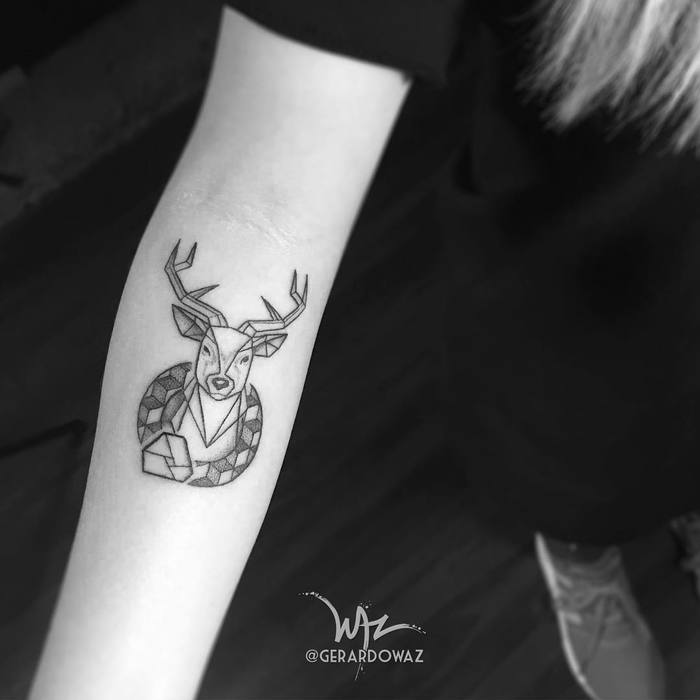 Geometric Deer Tattoo and Ouroboros by gerardowaz