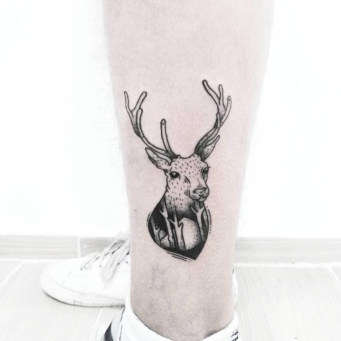  Deer Tattoo Design by Fer Solley