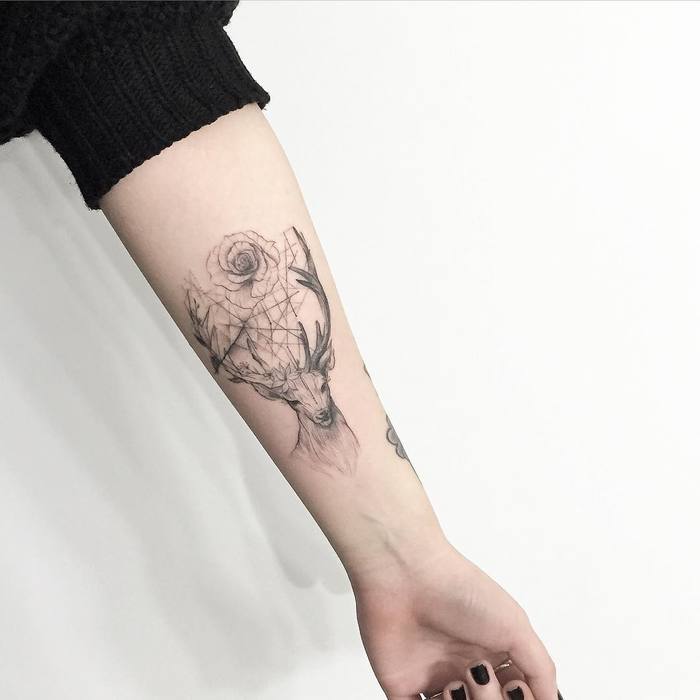 Beautiful Deer Tattoo by tattooist_flower