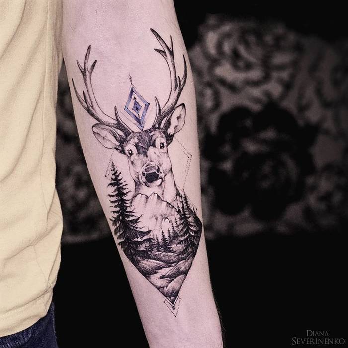 Deer Tattoo Design by Diana Severinenko