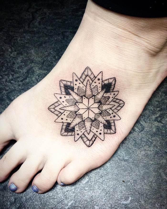 Mandala tattoo on foot by Jasmine Tattooist