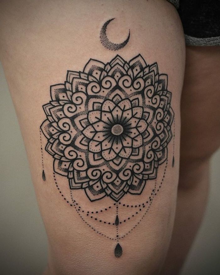 Right thigh mandala tattoo by Agelos TFB