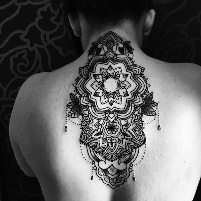 Mandala tattoo on back by Marta Kozińska