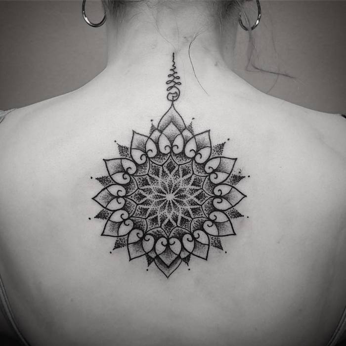 Upper back mandala tattoo by Jonny breeze