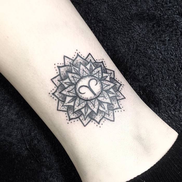 Mandala tattoo on leg by naomi black tattoo