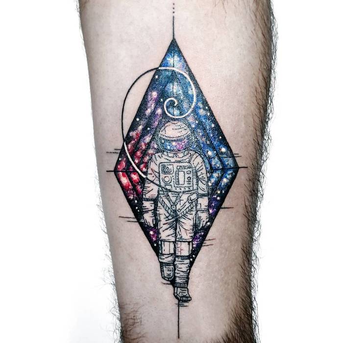 Astronaut Tattoo and Galaxy by Pablo Díaz Gordoa