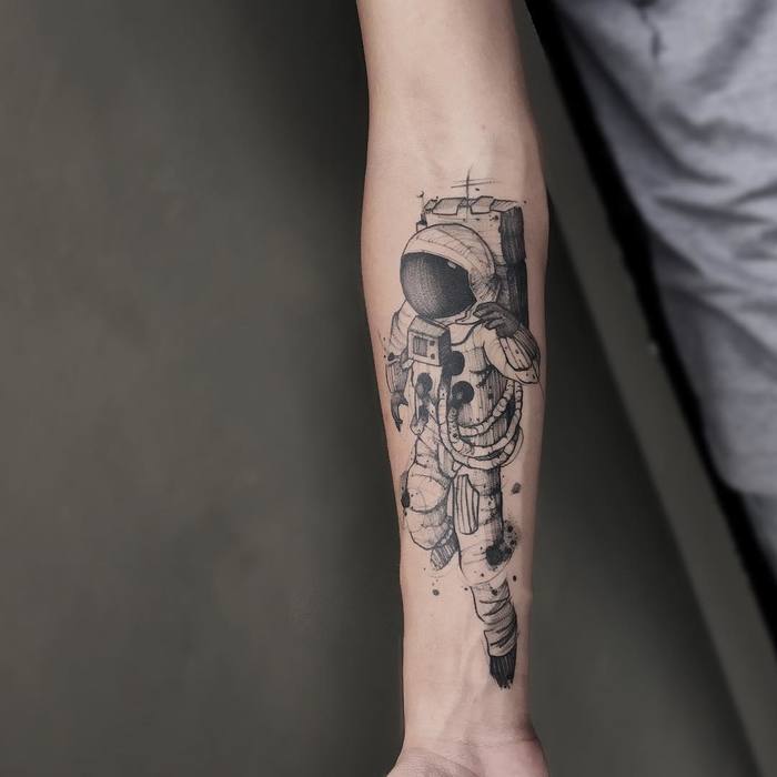 Astronaut Tattoo by Felipe Mello