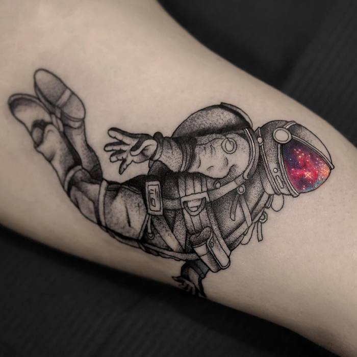 Dotwork Astronaut Tattoo by Joice Wang