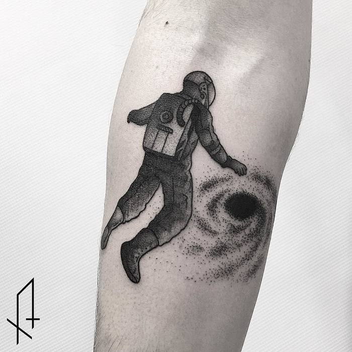 Dotted Astronaut Tattoo by Gioele Cassarino