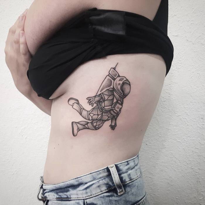 Dotwork Astronaut Tattoo by crystalskull_tattoo