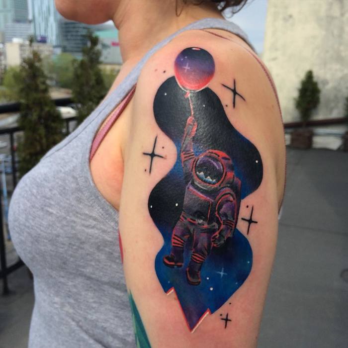 Psychedelic Astronaut Tattoo by Giena Todryk