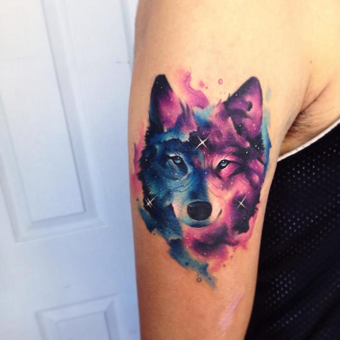 Watercolor Wolf Tattoo By Adrian Bascur