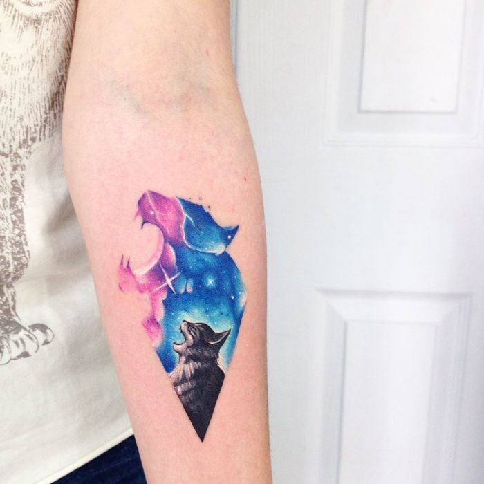 Space-Inspired Cat Tattoo By Adrian Bascur