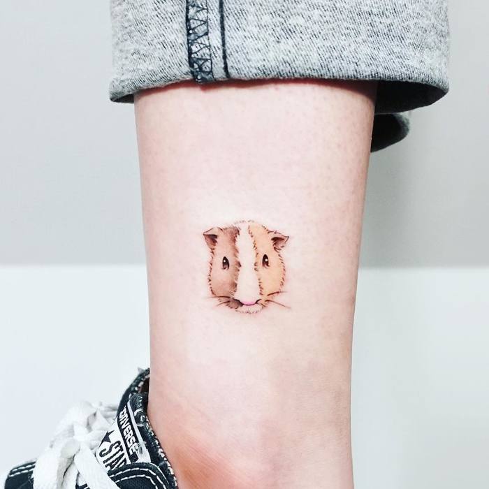Cute Guinea pig tattoo by Tattooist Ida