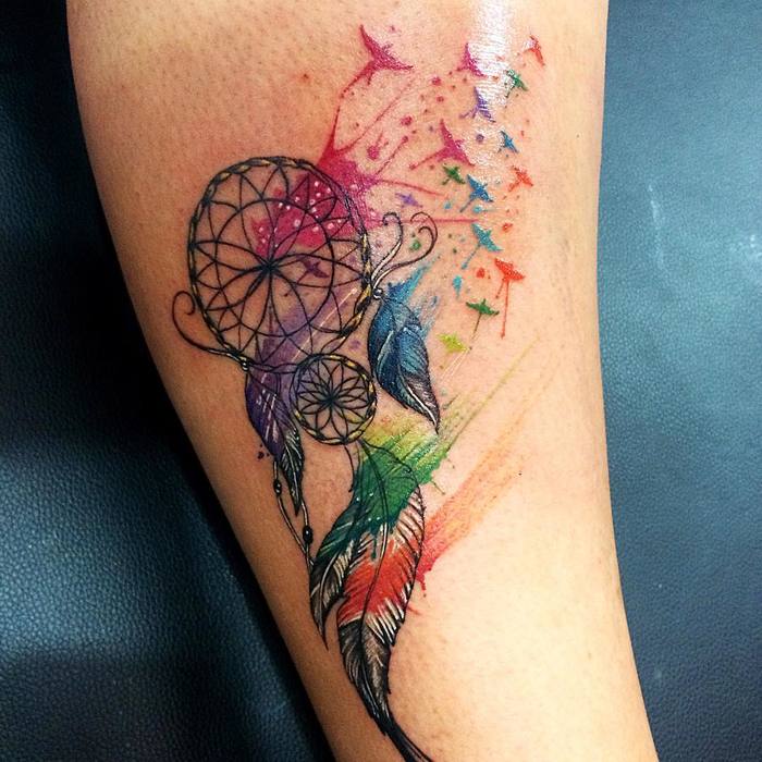 Colorful Dreamcatcher Tattoo by Miguelito