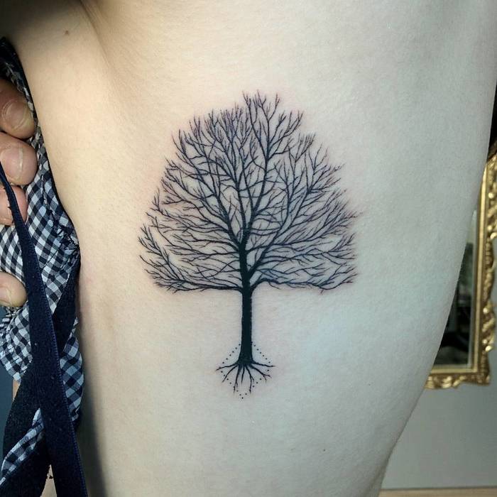 Blackwork Tree Tattoo by Michele Volpi