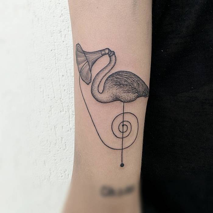 Surreal Flamingo Tattoo by Michele Volpi