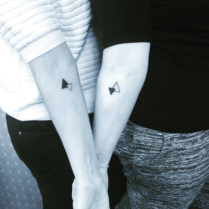 Matching Triangle Tattoos by The Liner Ines