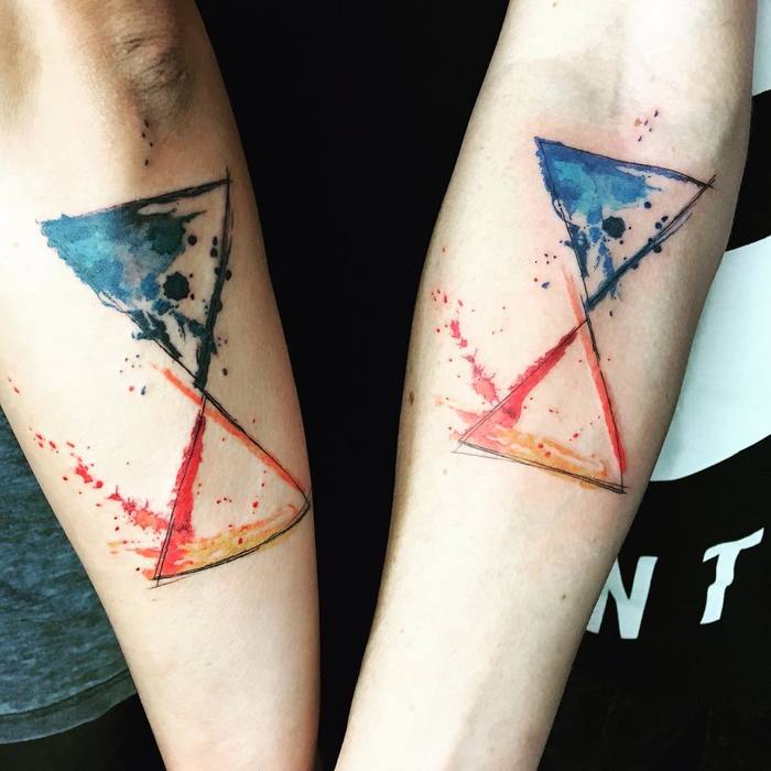 Matching Watercolor Hourglasses by hailintattoo