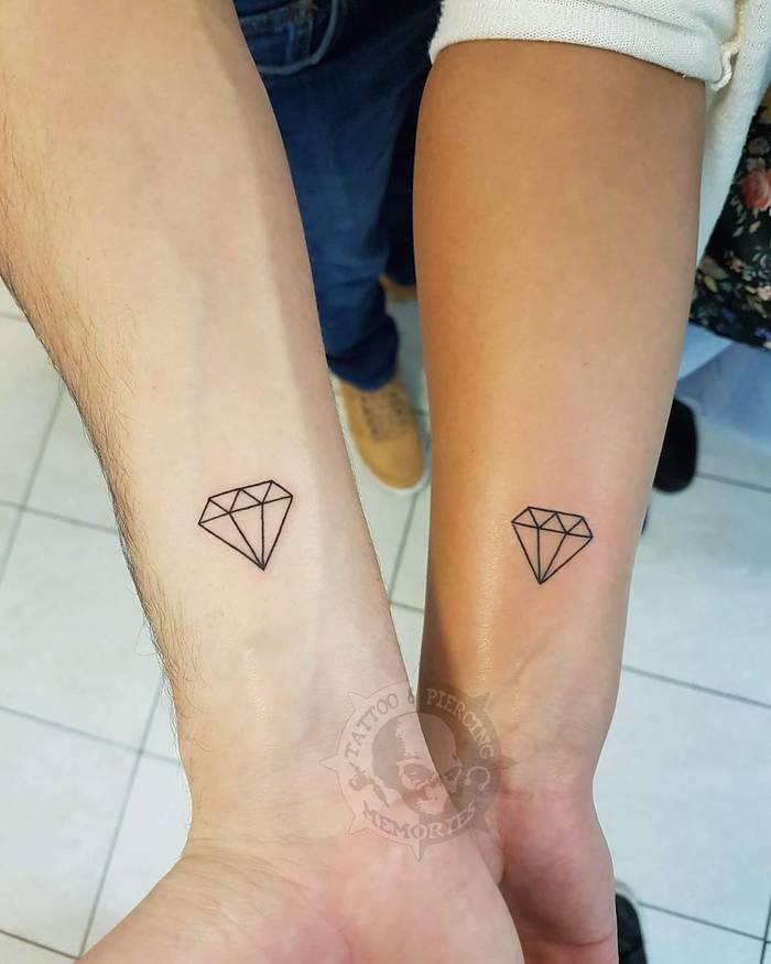 Matching Diamond Tattoos by memoriestattoo