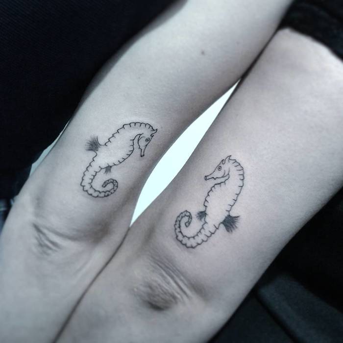 Matching Seahorses by Marjana Brun Tattoo