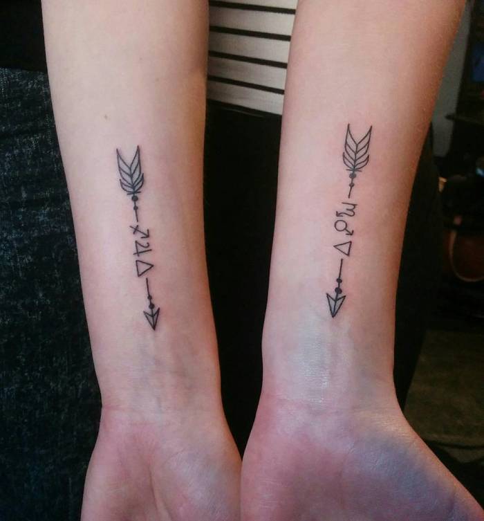 Matching Arrow Tattoos by Hanna