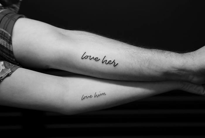 Matching Lettering Tattoos for Lovers by Kevin King