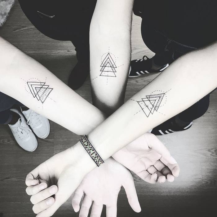 Matching Geometric Tattoos by susboom_tattoo