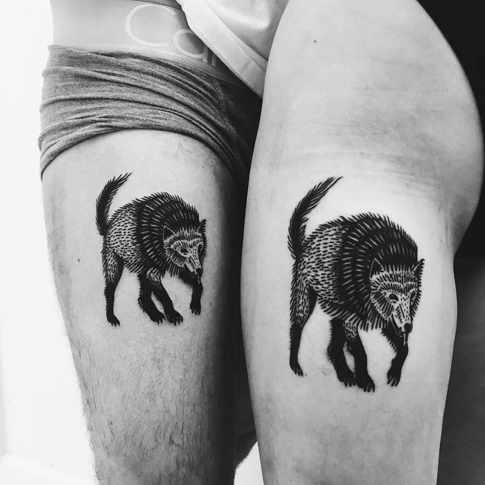 Matching Black Ink Wolves by Nina Waldron