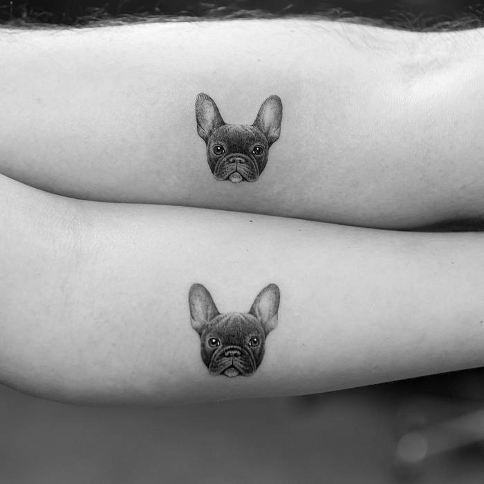 Matching Dog Tattoos on Couple by mr.k_tattoo