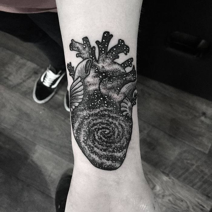 Galaxy Anatomical Heart Tattoo by Merry Morgan