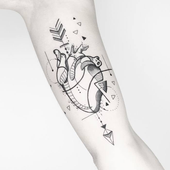 Abstract Anatomical Heart Tattoo by susboom_tattoo